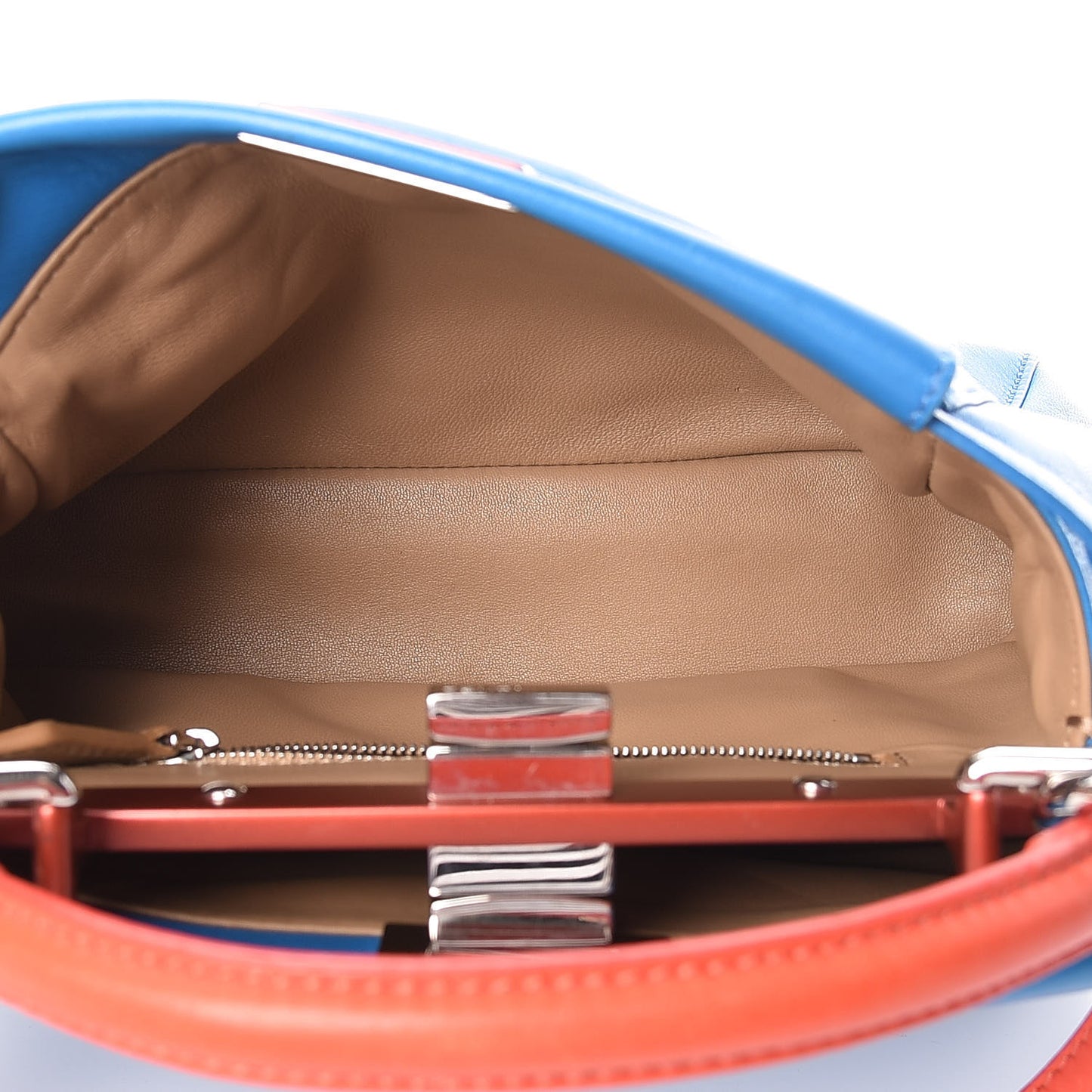 Nappa Colorblock Mini Peekaboo Iconic Satchel Blue Royal Papavero Cuoio