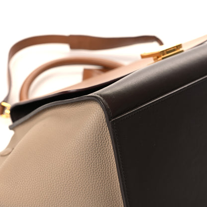 Celine Satin Baby Grained Calfskin Small Tri-Color Trapeze Tan 8 of 12