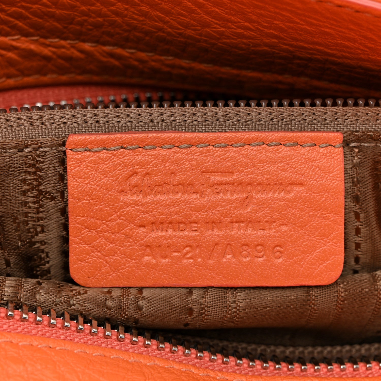 Salvatore Ferragamo Grained Calfskin Sofia Satchel Orange 1783011