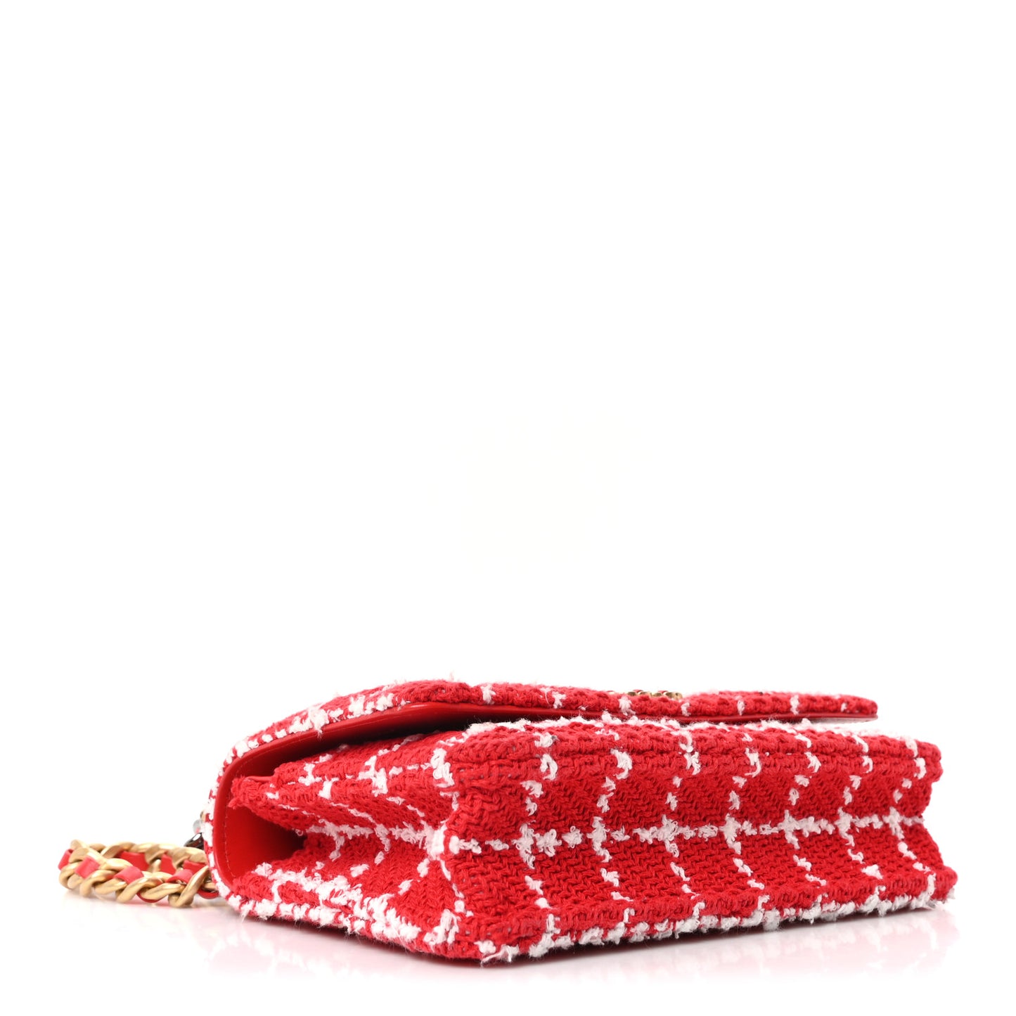 Tweed Quilted Chanel 19 Wallet On Chain WOC Red White