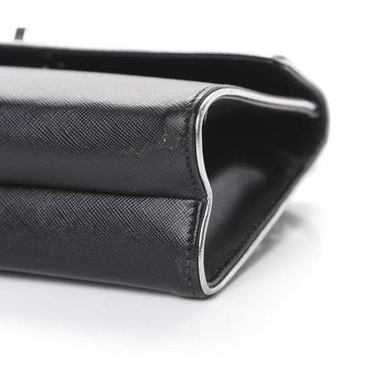 Prada Saffiano Turnlock Chain Shoulder Bag Black 10 of 12