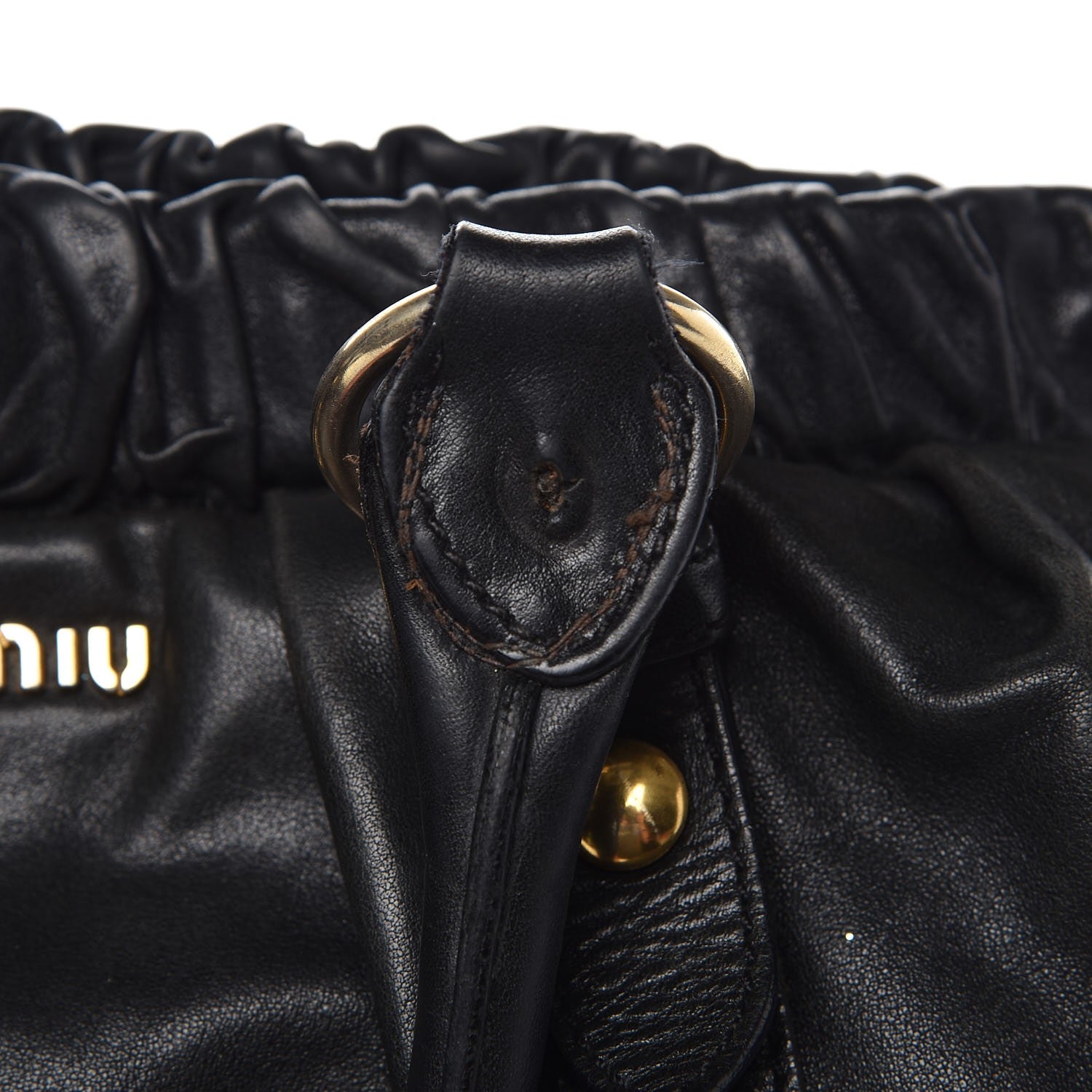 Miu Miu Vitello Lux Gathered Tote Black 13 of 16