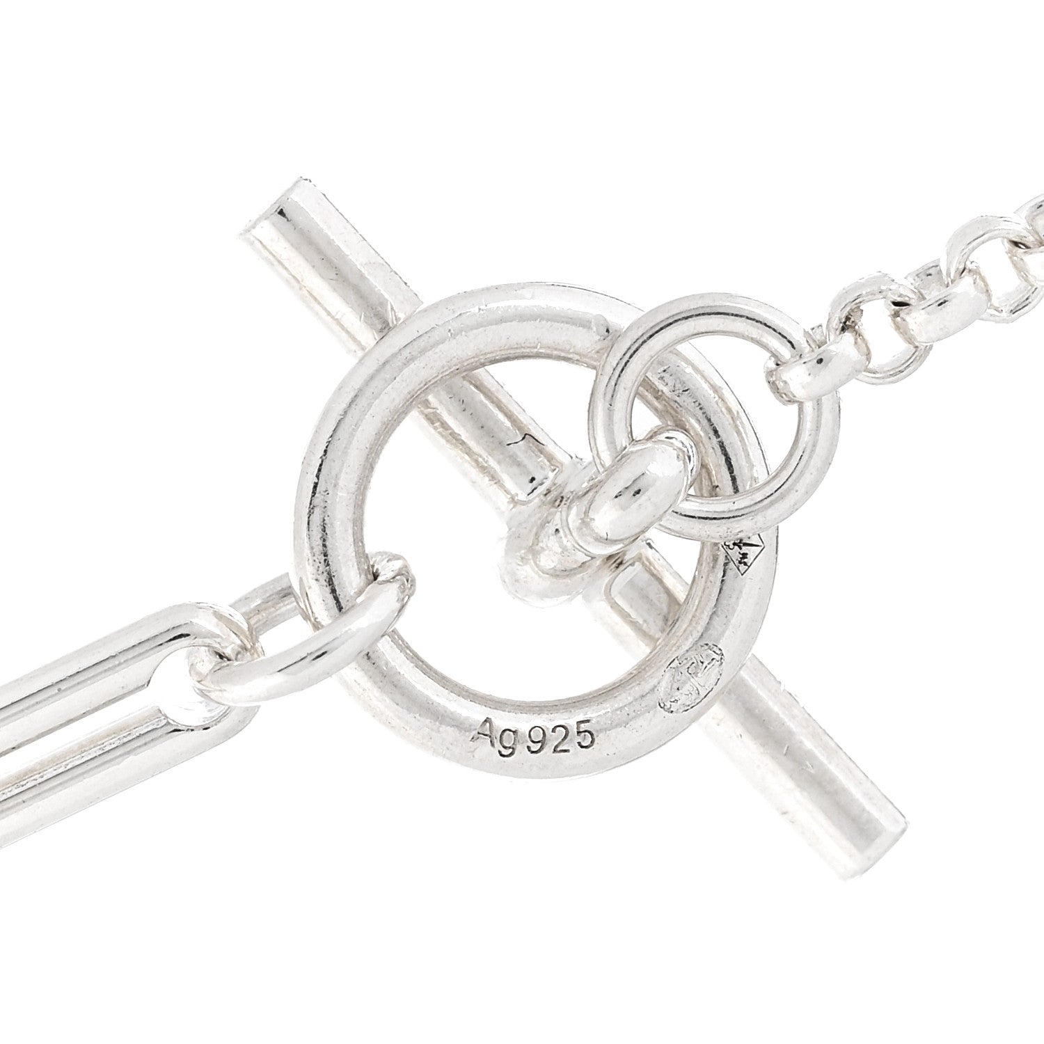 Hermes Sterling Silver 18K Rose Gold MM Ex-Libris Long Pendant Necklace 8 of 8