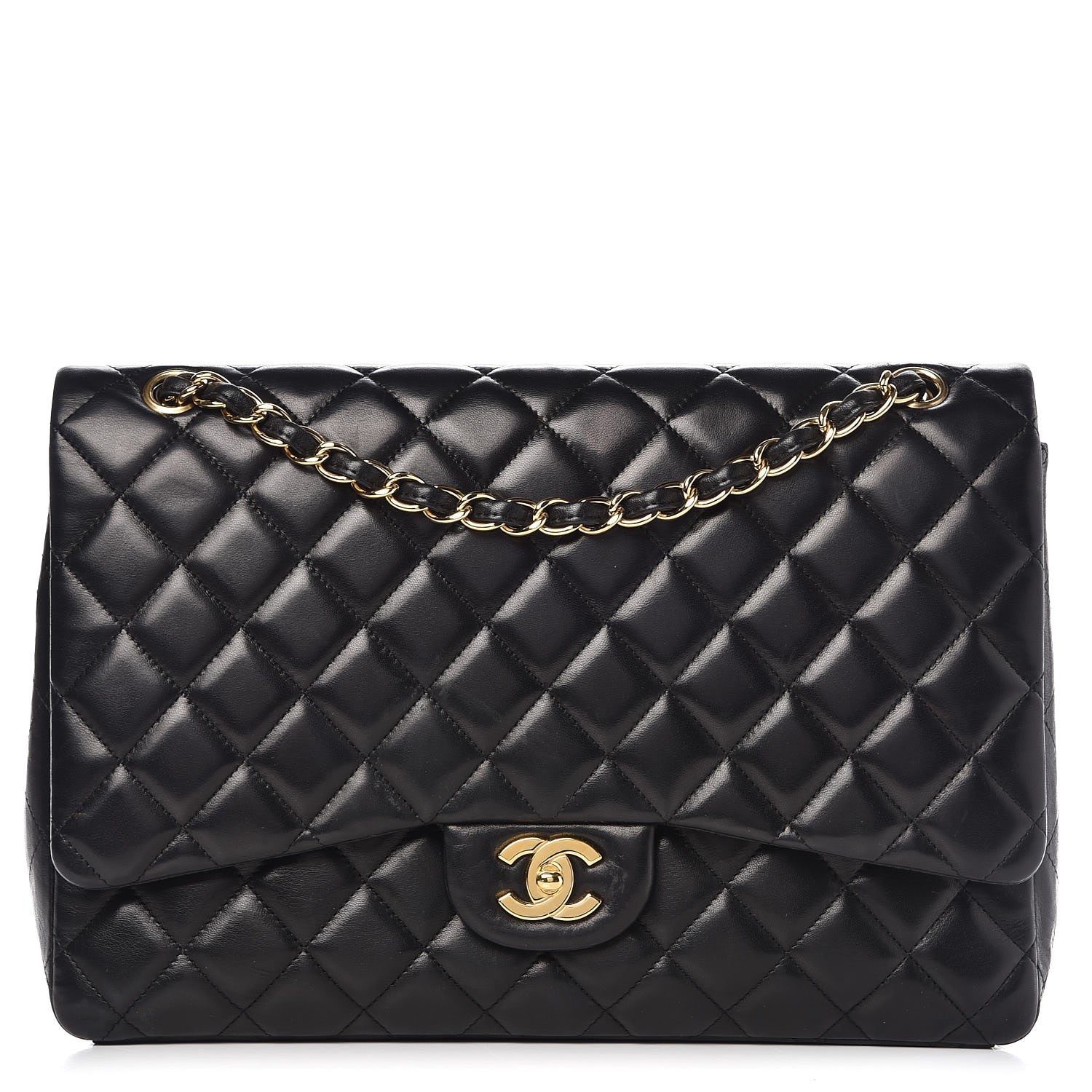 Chanel Lambskin Quilted Maxi Single Flap Black 1 of 11
