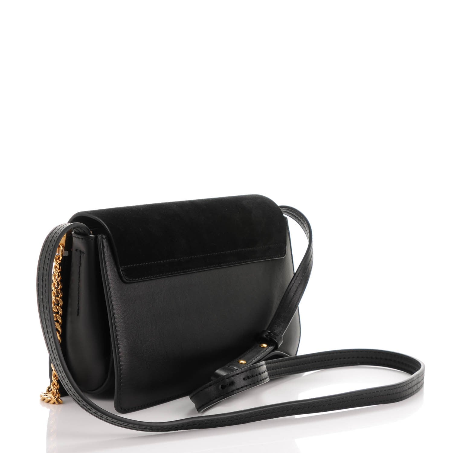 Chloe Suede Calfskin Studded Small Faye Shoulder Bag Black 3 of 7