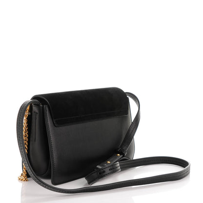 Chloe Suede Calfskin Studded Small Faye Shoulder Bag Black 3 of 7