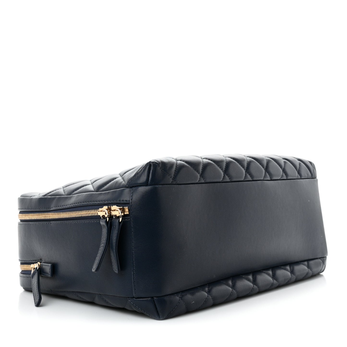 Lambskin Quilted Large Trendy CC Bowling Bag Blue