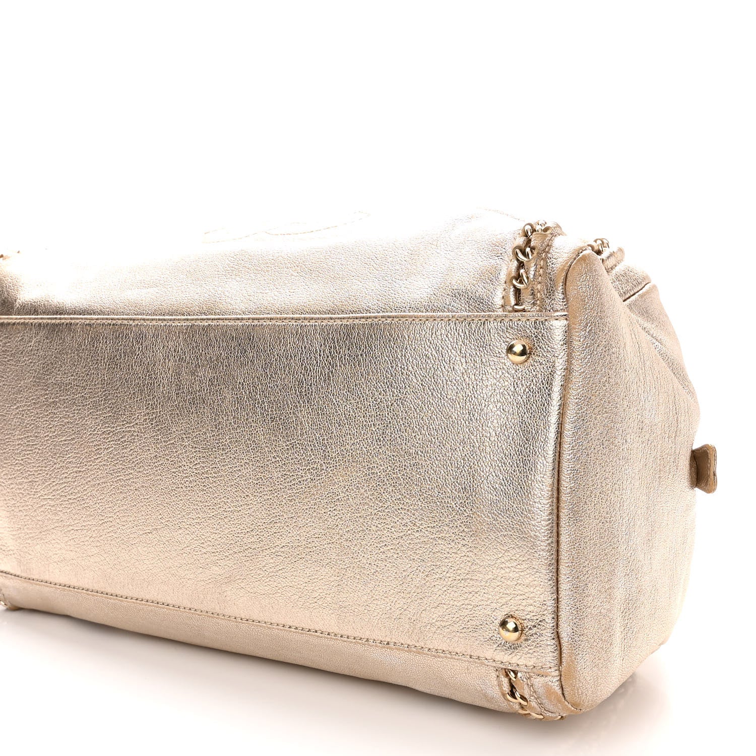 Chanel Metallic Goatskin Extra Large Luxe Ligne Luxury By Chanel Bowler Light Gold 10 of 11