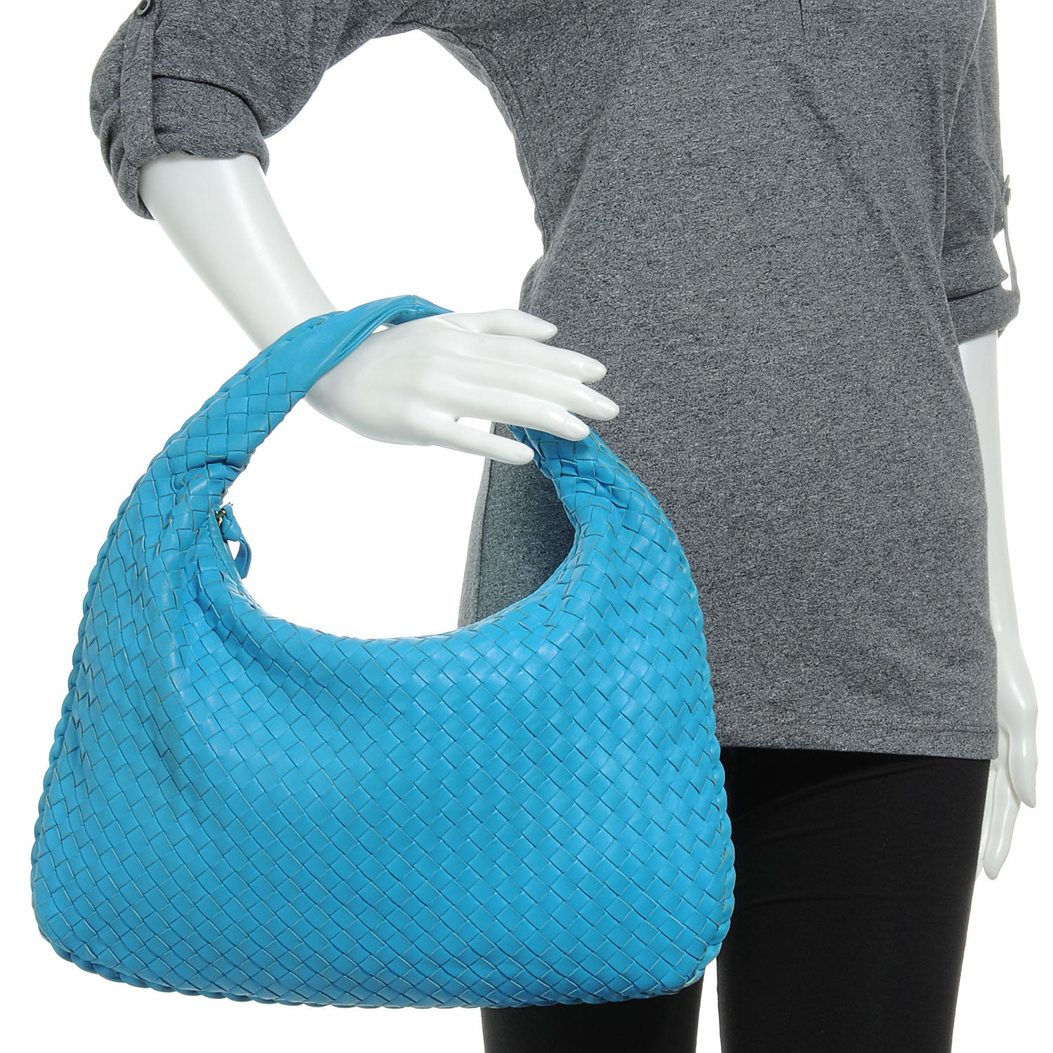 Bottega Veneta Nappa Intrecciato Medium Veneta Hobo Turquoise 2 of 9