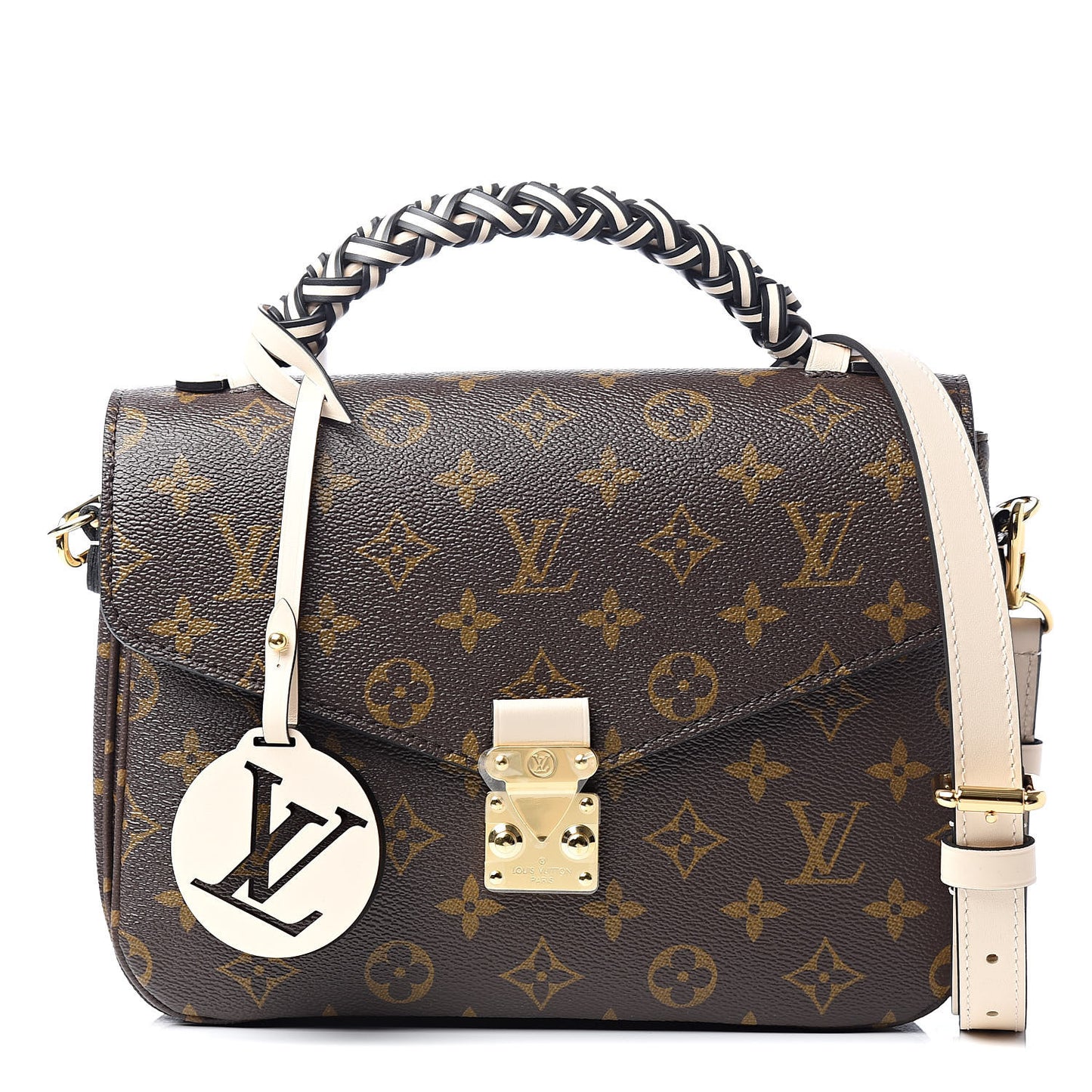 Monogram Braided Pochette Metis Creme Beige