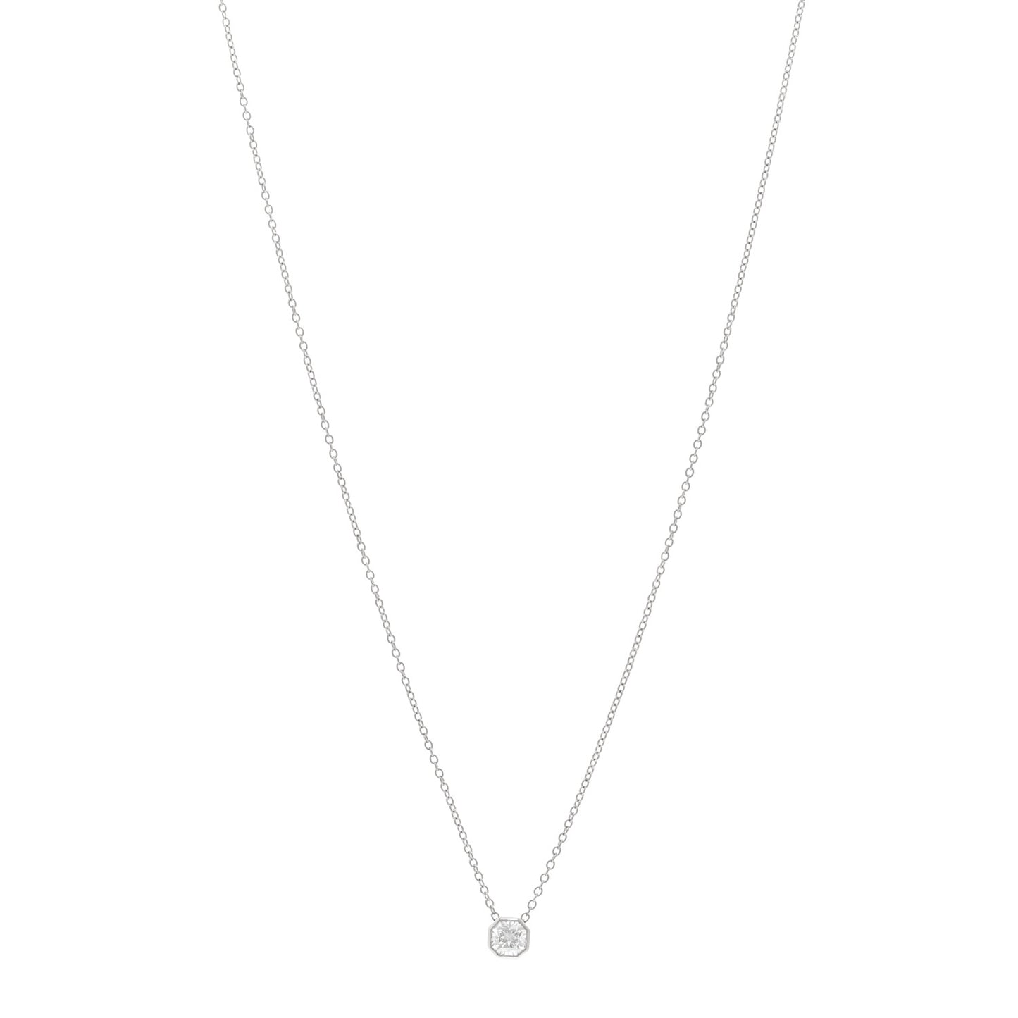 Platinum Diamond .34ct Lucida Bezel Pendant Necklace