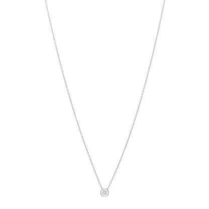 Tiffany Platinum Diamond .34ct Lucida Bezel Pendant Necklace 1 of 5