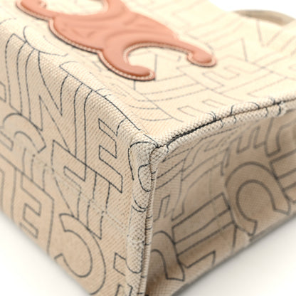 Celine Canvas Calfskin All Over Print Small Cabas Thais Natural Tan 9 of 10