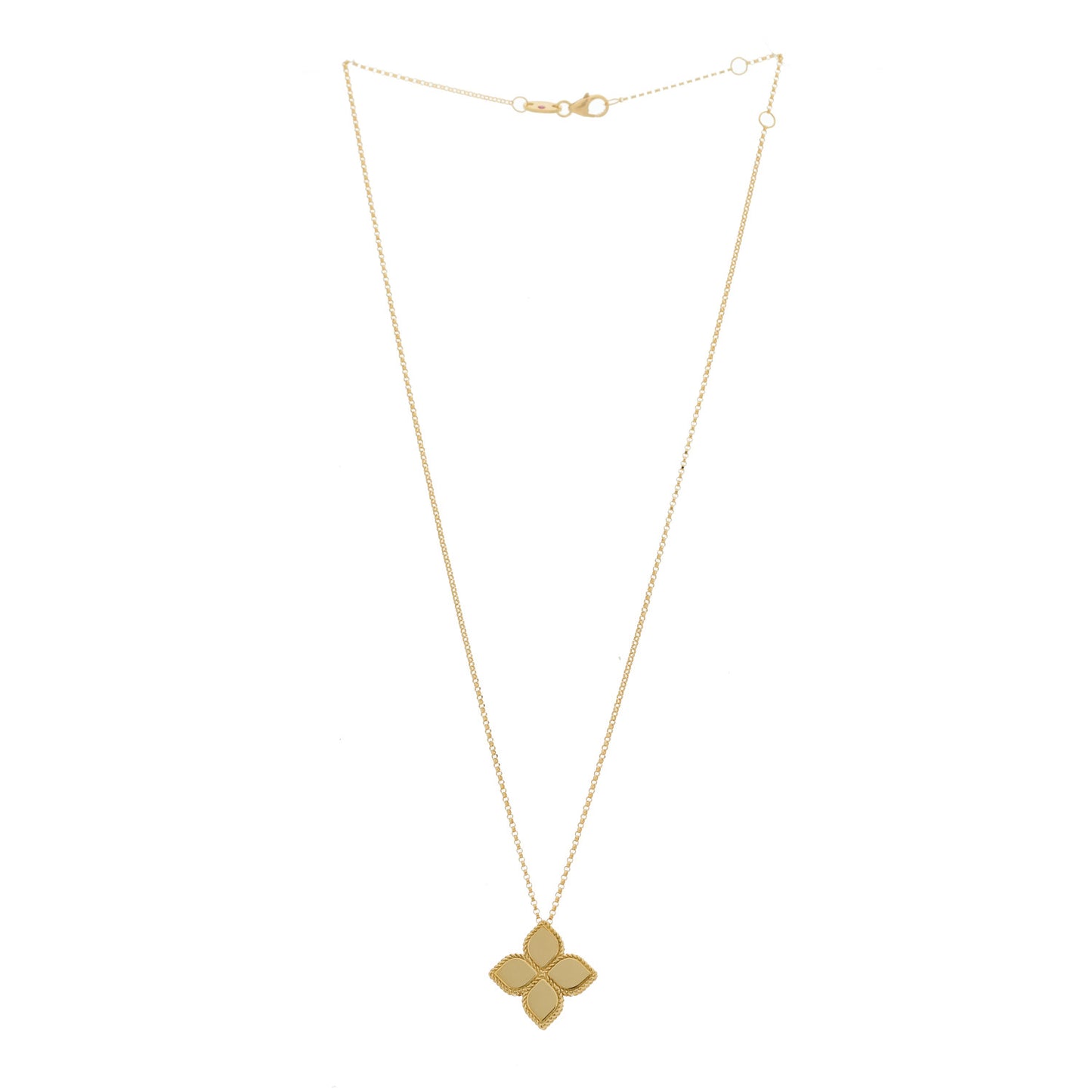 18K Yellow Gold Large Princess Flower Pendant Necklace