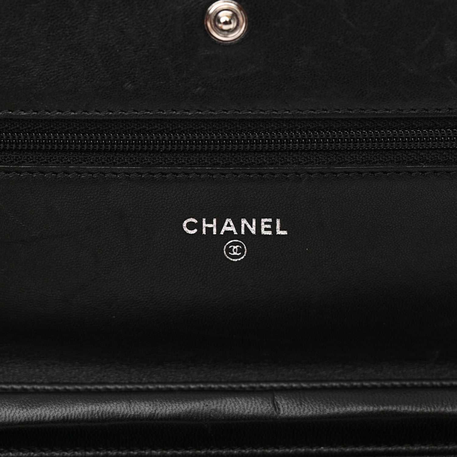 Chanel Lambskin Camellia Embossed Wallet on Chain WOC Black 6 of 15