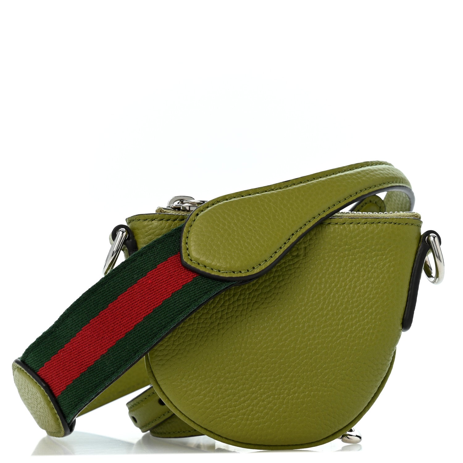 Gucci Pebbled Calfskin Mini B Shoulder Bag Olive Green 1 of 9