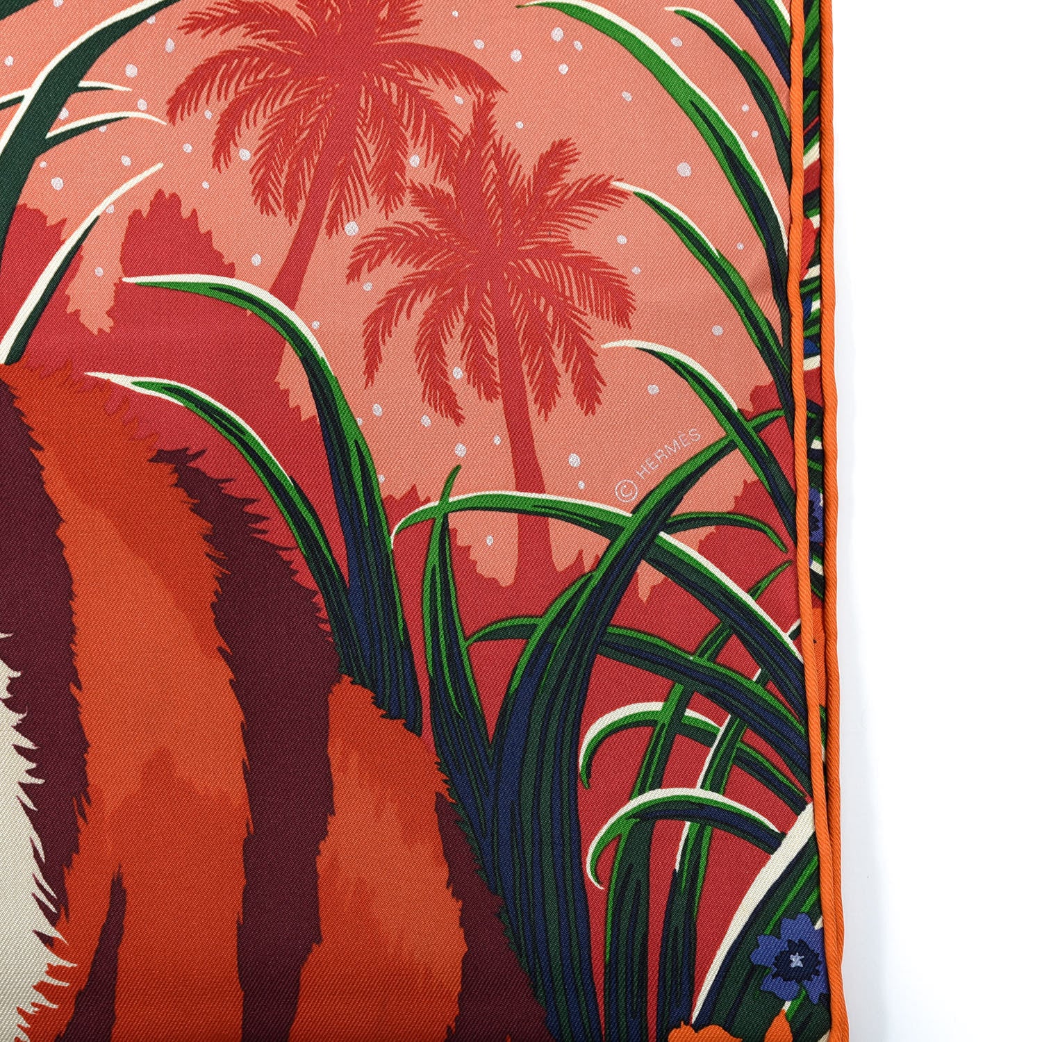 Hermes Silk Tyger Tyger Scarf 90 Saumon Corail Vert 6 of 8