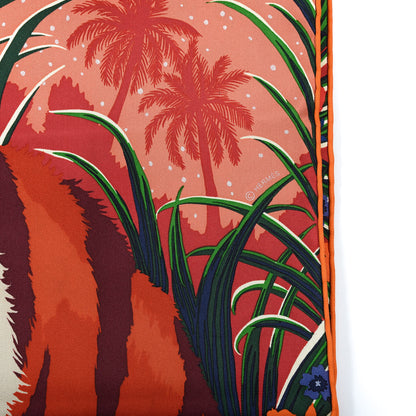 Hermes Silk Tyger Tyger Scarf 90 Saumon Corail Vert 6 of 8