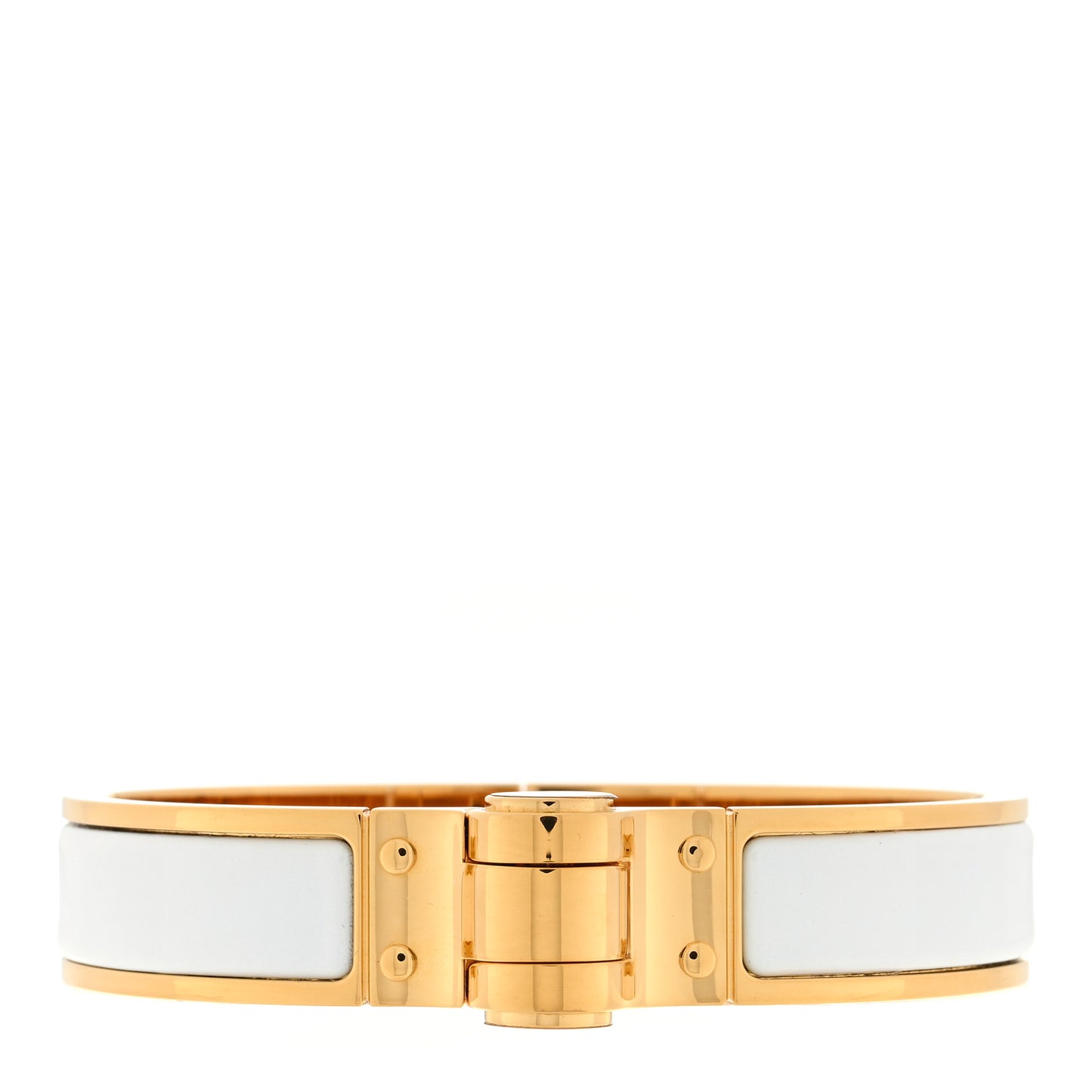 Enamel Charniere Uni Narrow Hinged Bracelet S White