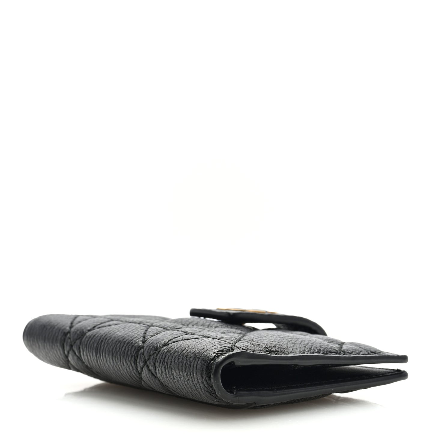 Supple Calfskin Cannage Caro Dandelion Card Holder Black