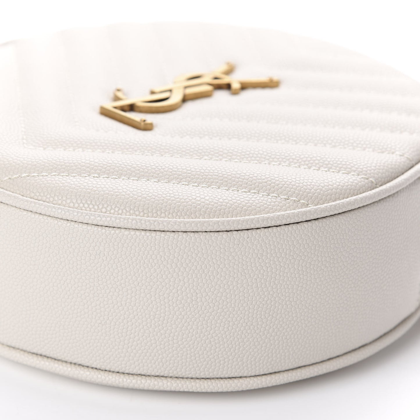 Grain De Poudre Matelasse Chevron Quilted Round Vinyle Camera Bag Crema Soft