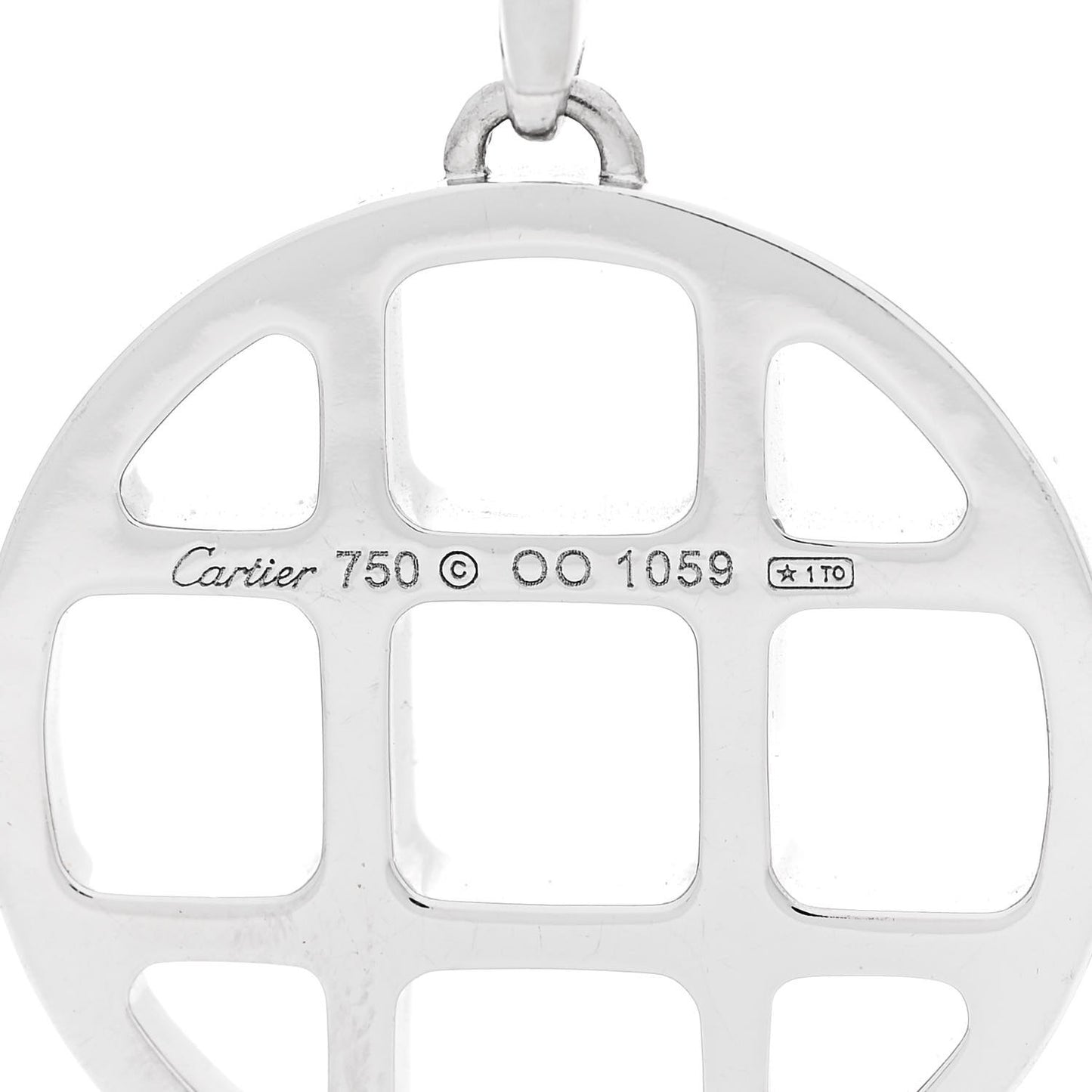 18K White Gold Diamond Pasha de Cartier Grid Charm Pendant