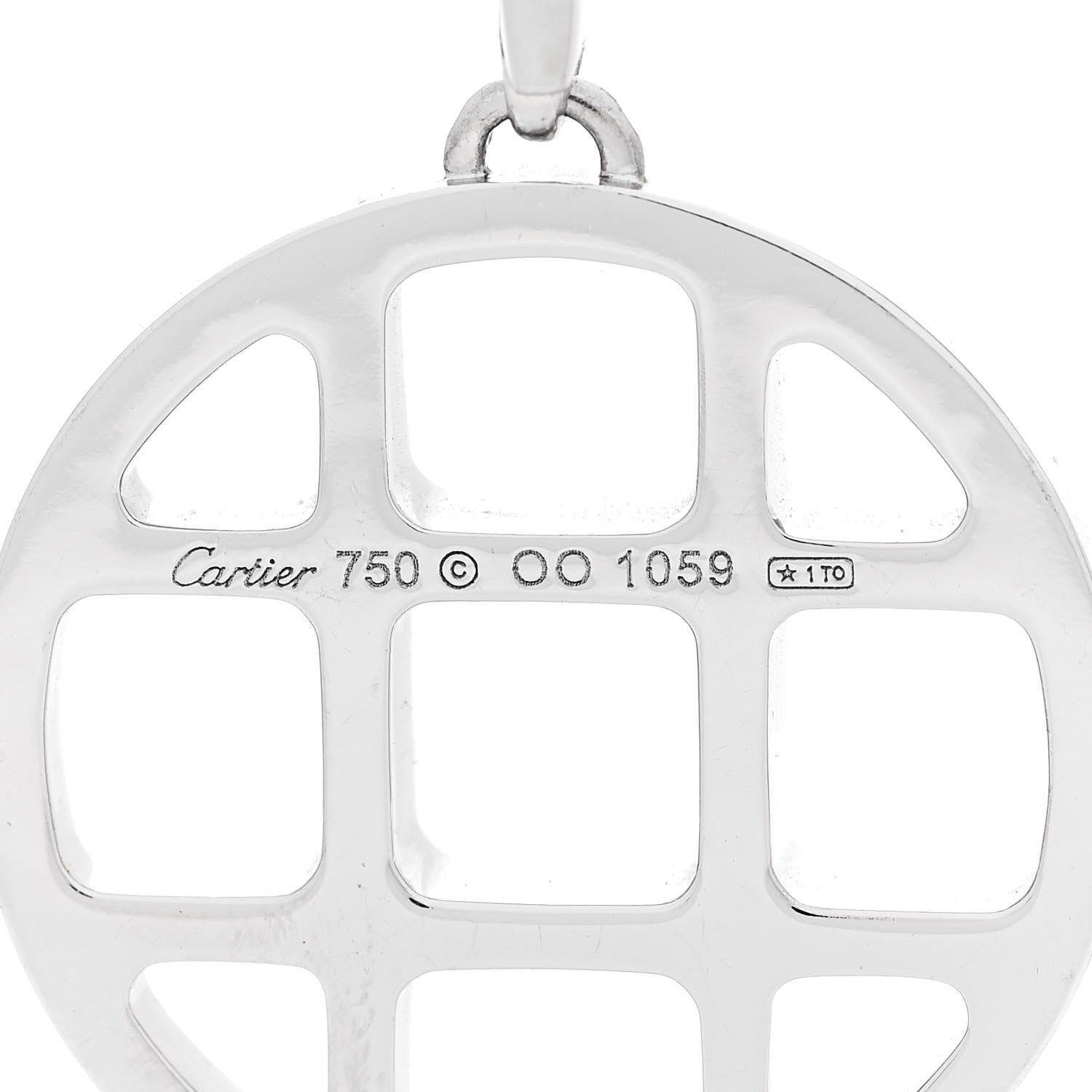 Cartier 18K White Gold Diamond Pasha de Cartier Grid Charm Pendant 4 of 4