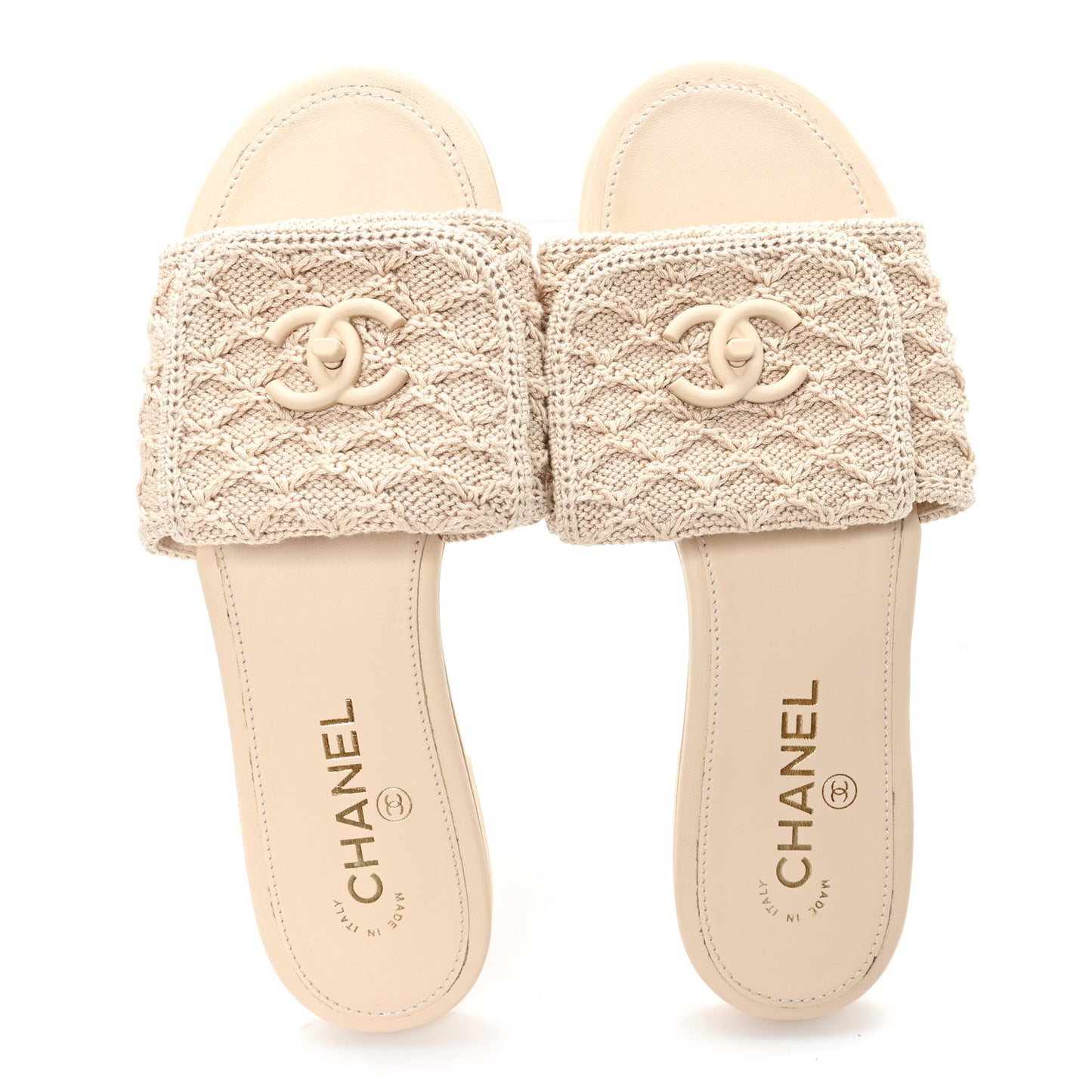 Crochet CC Mules Sandals 38.5 Beige