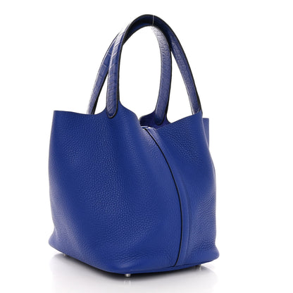 Hermes Taurillon Clemence Matte Alligator Picotin Lock Touch 22 MM Bleu Electrique 3 of 10