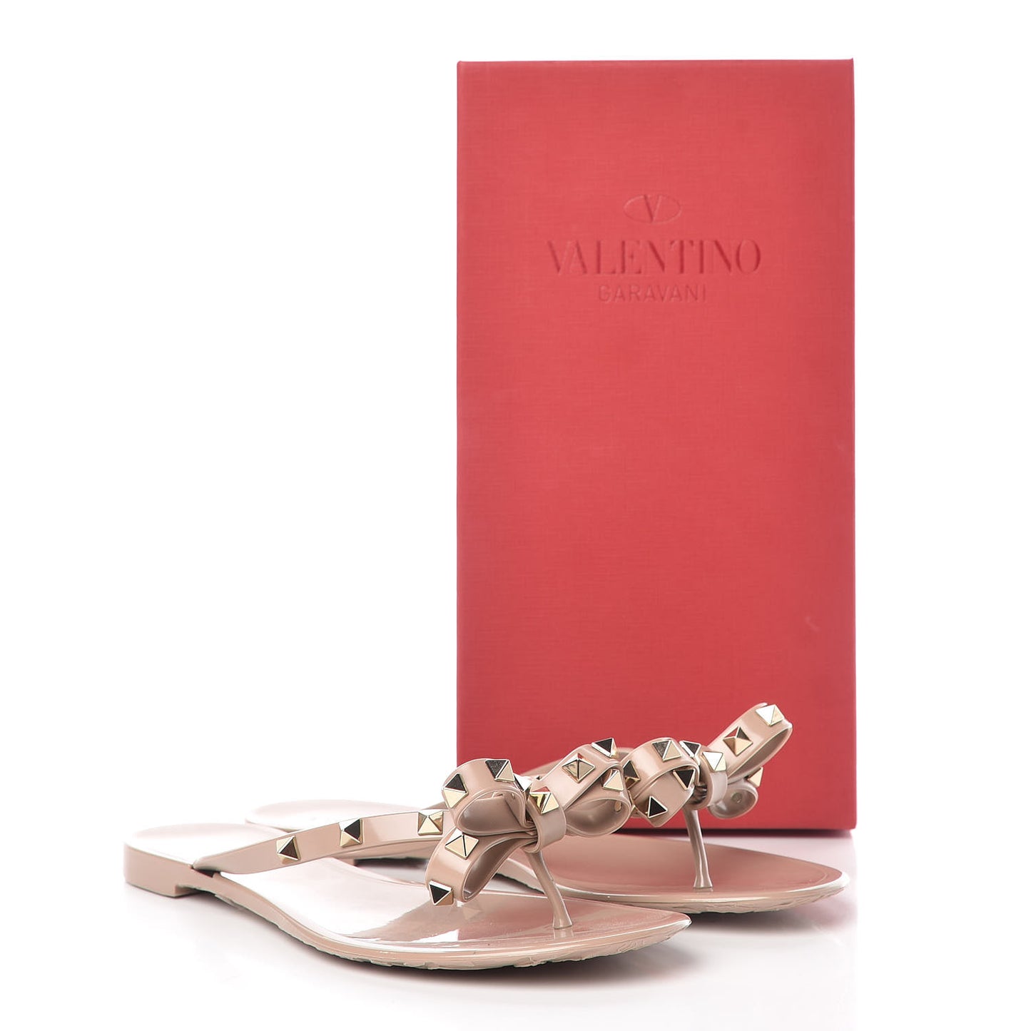PVC Jelly Rockstud Bow Thong Sandals 39 Poudre