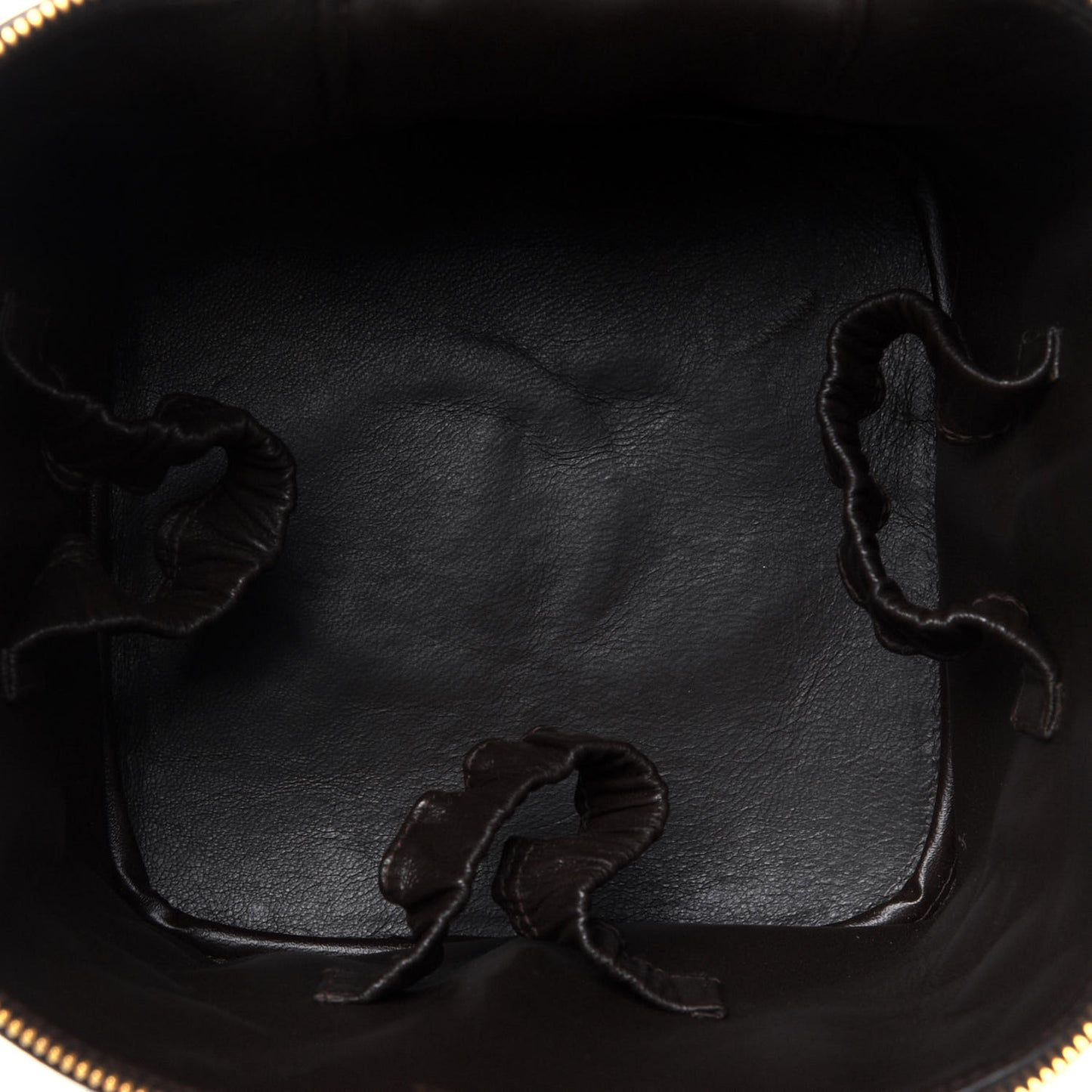 Lambskin Quilted Cosmetic Vanity Bag Brown