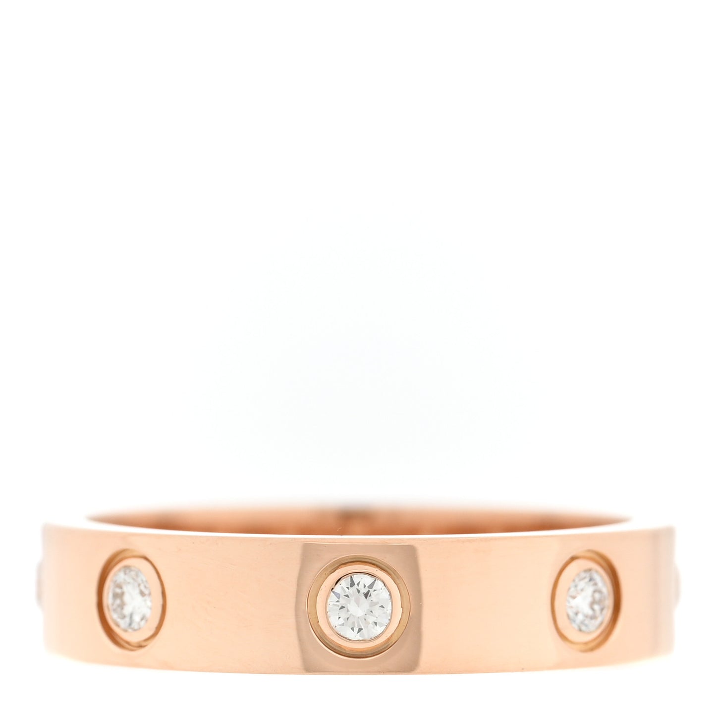 18K Pink Gold 8 Diamond 4mm LOVE Wedding Band Ring 49 5
