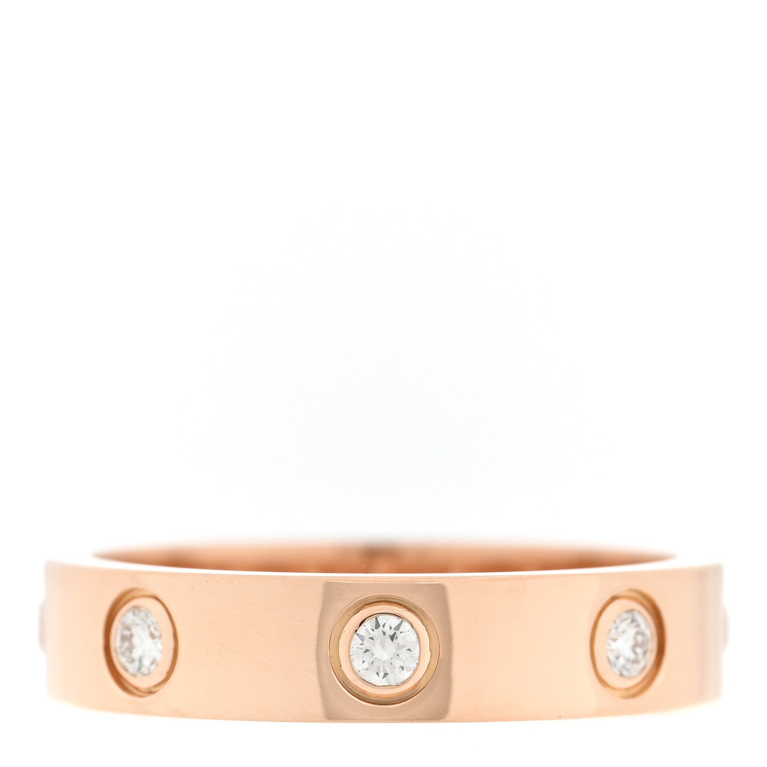 Cartier 18K Pink Gold 8 Diamond 4mm LOVE Wedding Band Ring 49 5 3 of 5