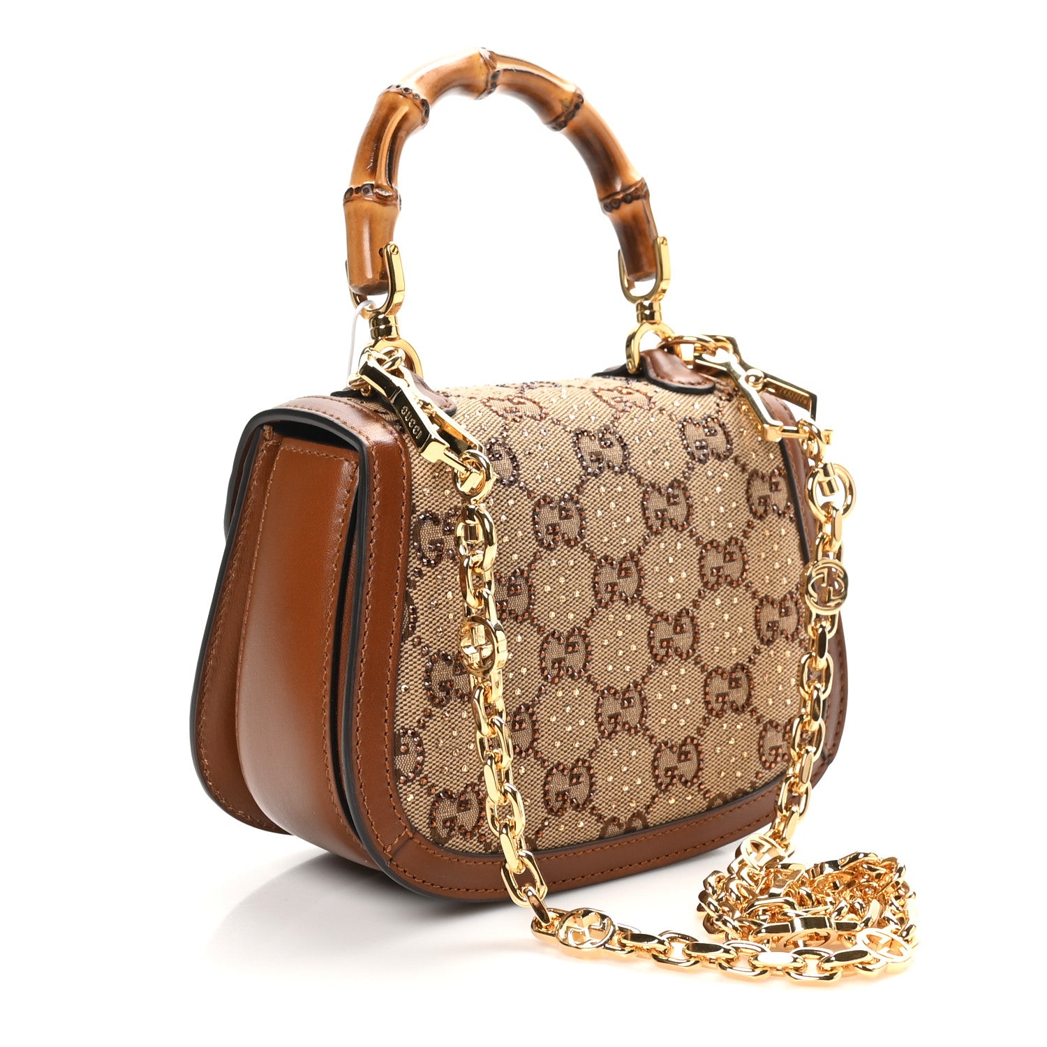 Gucci New Canvas Charisma Calfskin Crystal GG Monogram Small