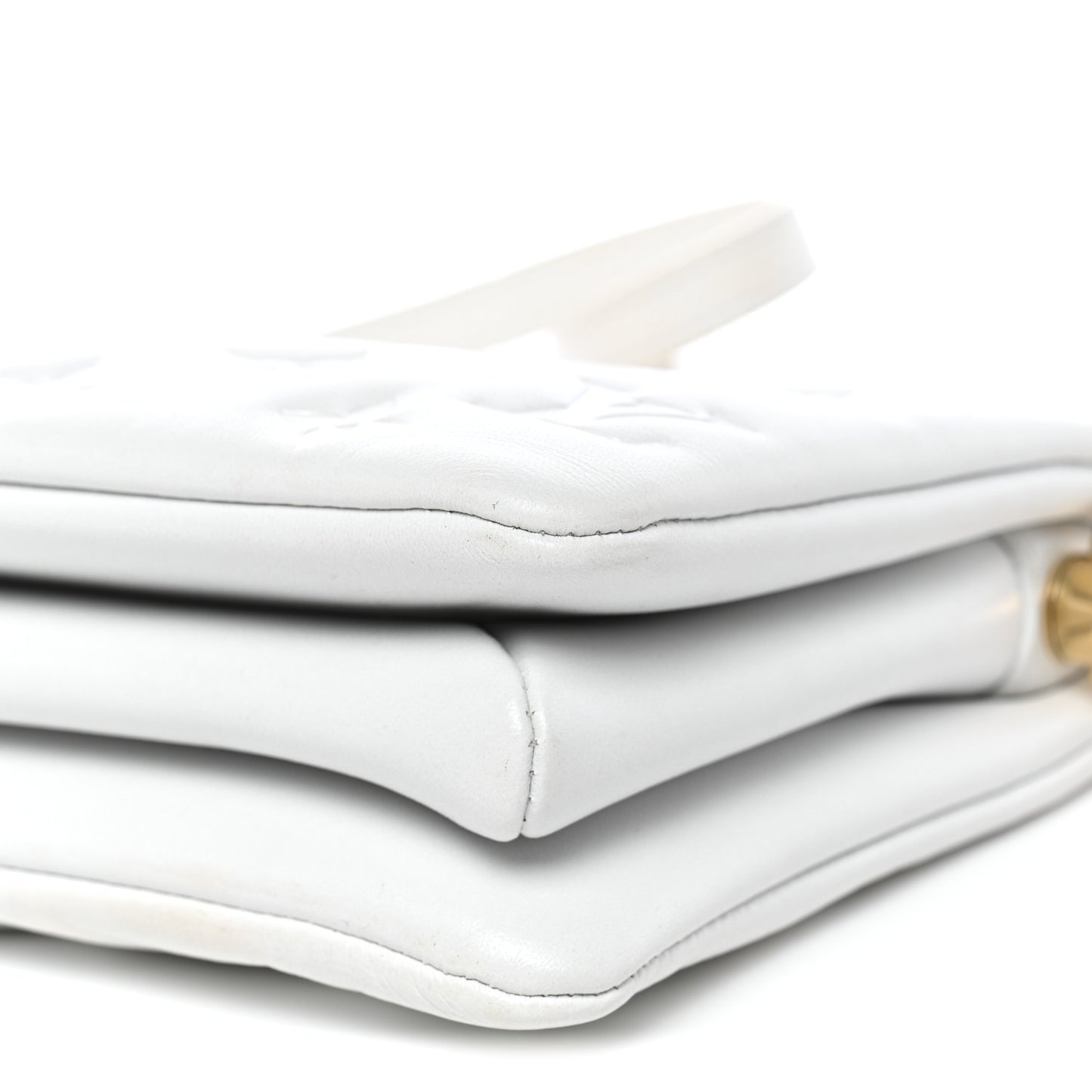 Lambskin Embossed Monogram Coussin BB White