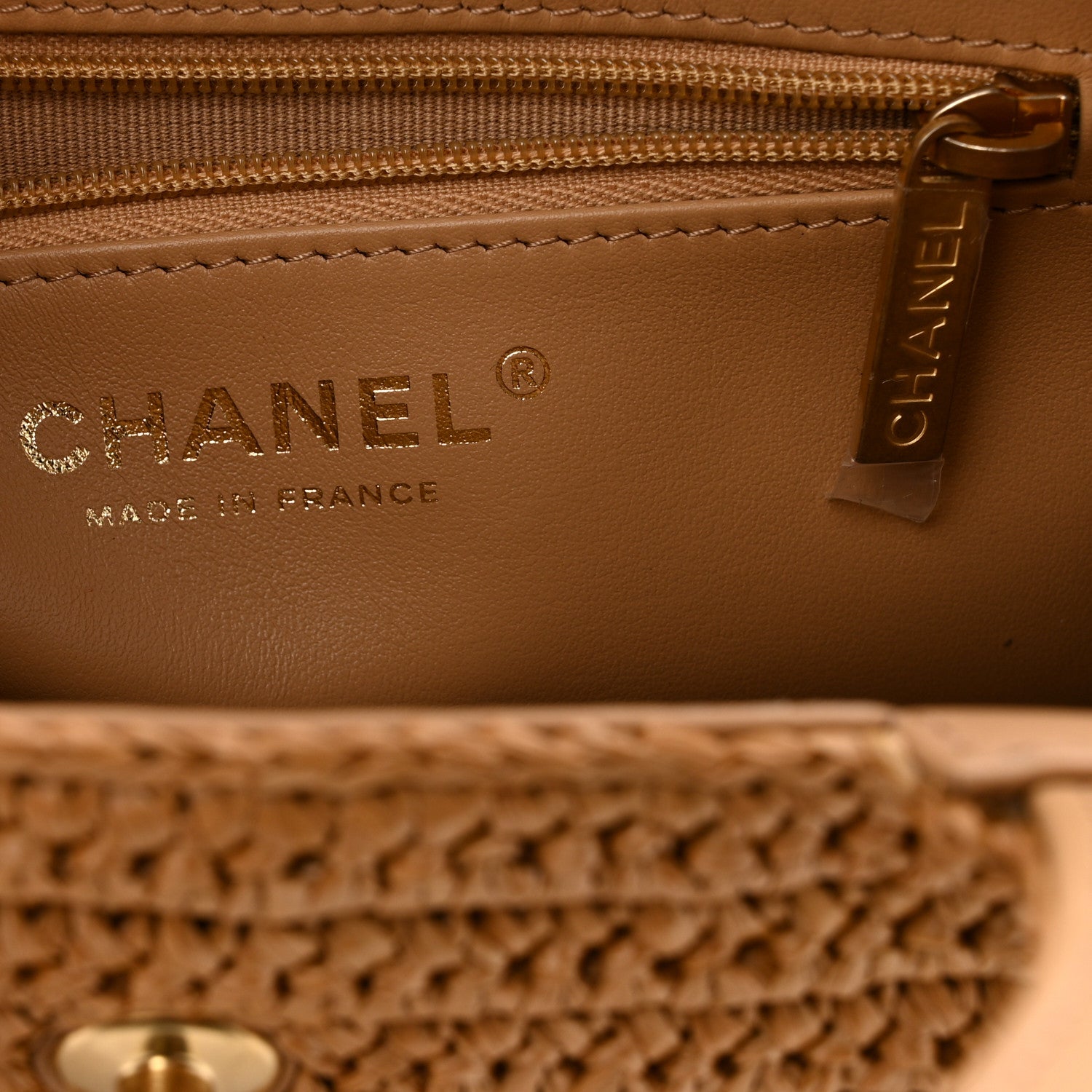 Chanel Braided Raffia Nano Kelly Flap Bag Dark Beige 6 of 14