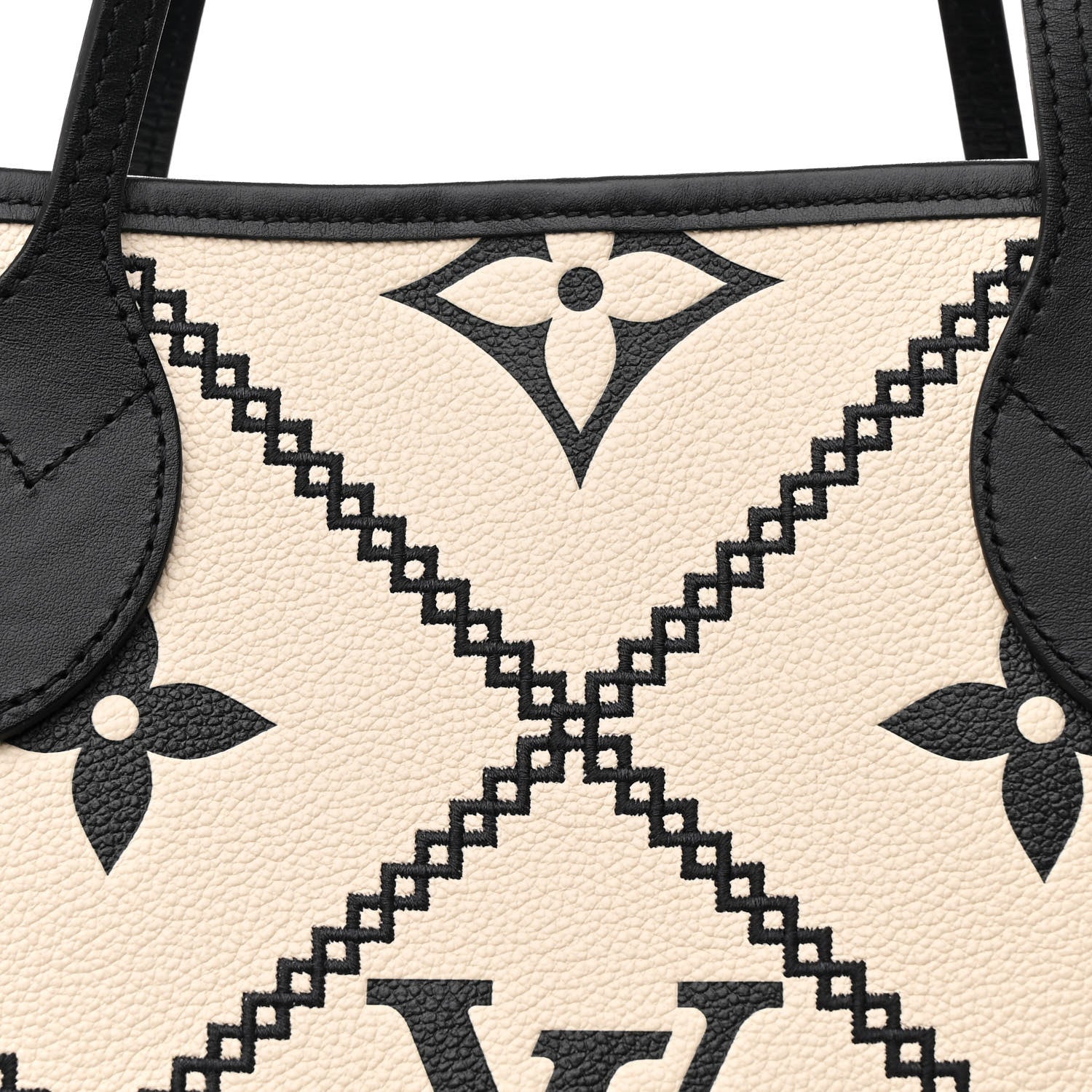 Louis Vuitton Empreinte Monogram Giant Broderies Neverfull MM Cream Black 7 of 9