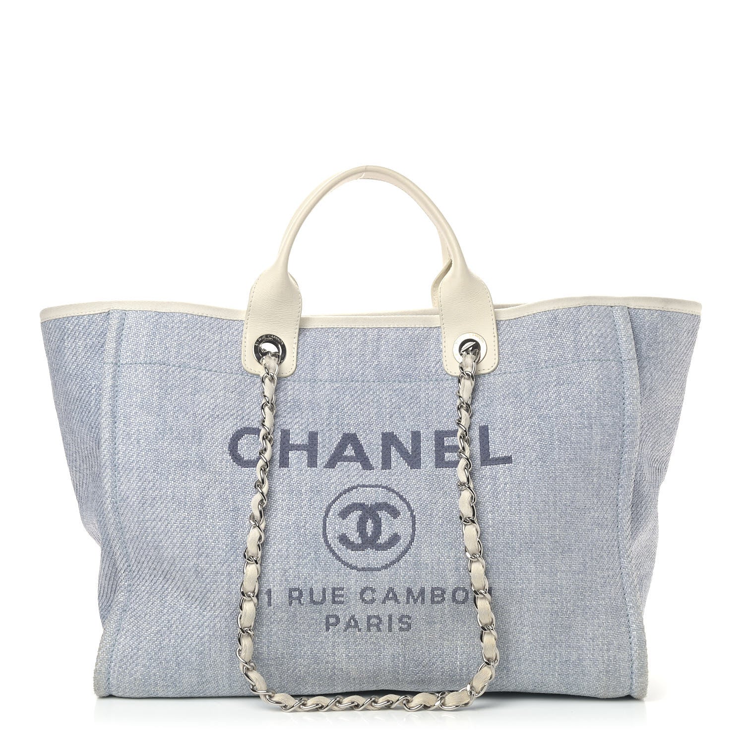 Chanel Canvas Large Deauville Tote Denim Blue 1 of 12