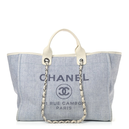 Chanel Canvas Large Deauville Tote Denim Blue 1 of 12