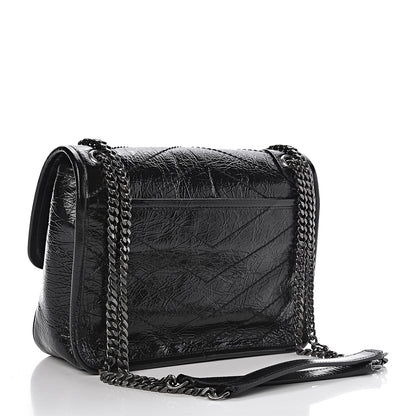 Saint Laurent Crinkled Calfskin Matelasse Monogram Baby Niki Chain Satchel Black 3 of 11