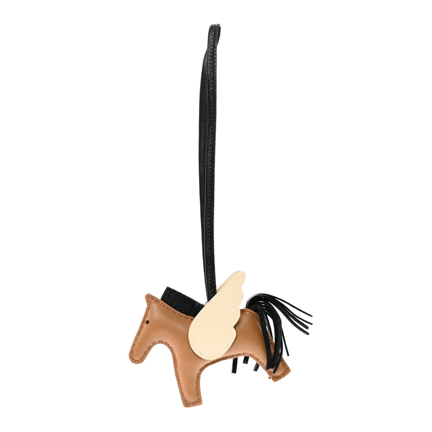 Milo Lambskin Grigri Rodeo Pegase Horse Bag Charm PM Sesame Black Nata