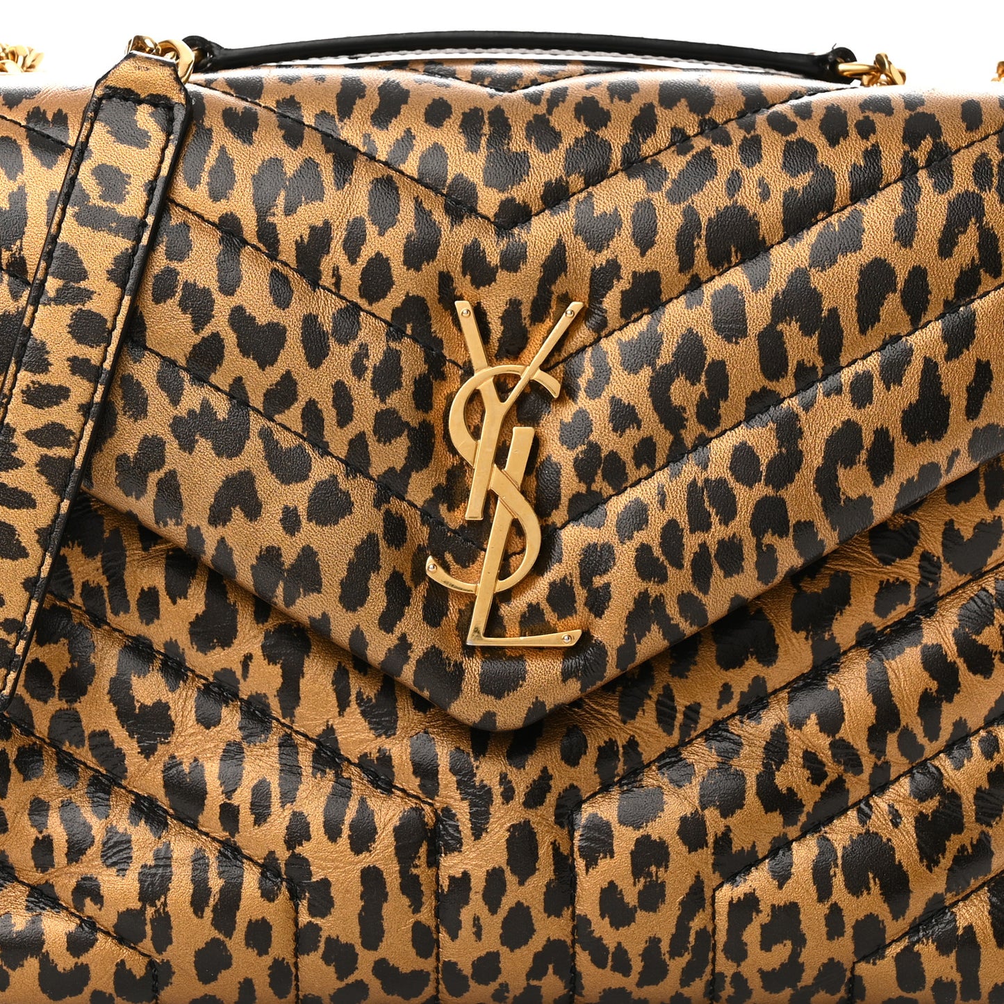 Calfskin Y Quilted Monogram Small Loulou Chain Satchel Leopard