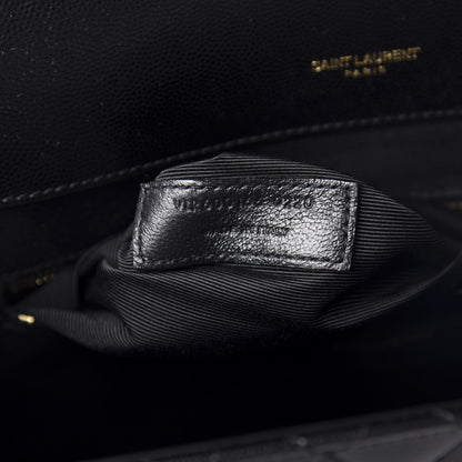 Saint Laurent Grain De Poudre Textured Mixed Matelasse Large Triquilt Monogram Satchel Black 10 of 11