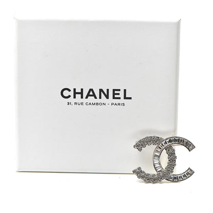 Chanel Baguette Round Crystal CC Brooch Silver 5 of 5