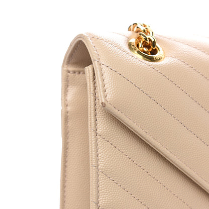 Saint Laurent Grain De Poudre Matelasse Chevron Large Monogram Satchel Nude Powder 10 of 11