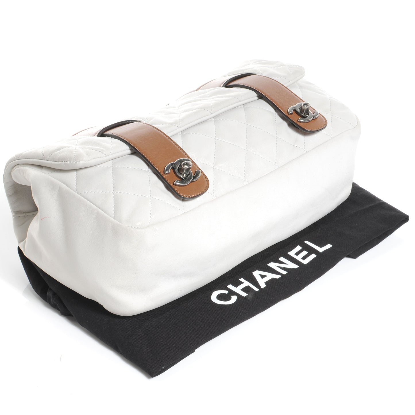 Iridescent Calfskin In The Mix Messenger Bag White