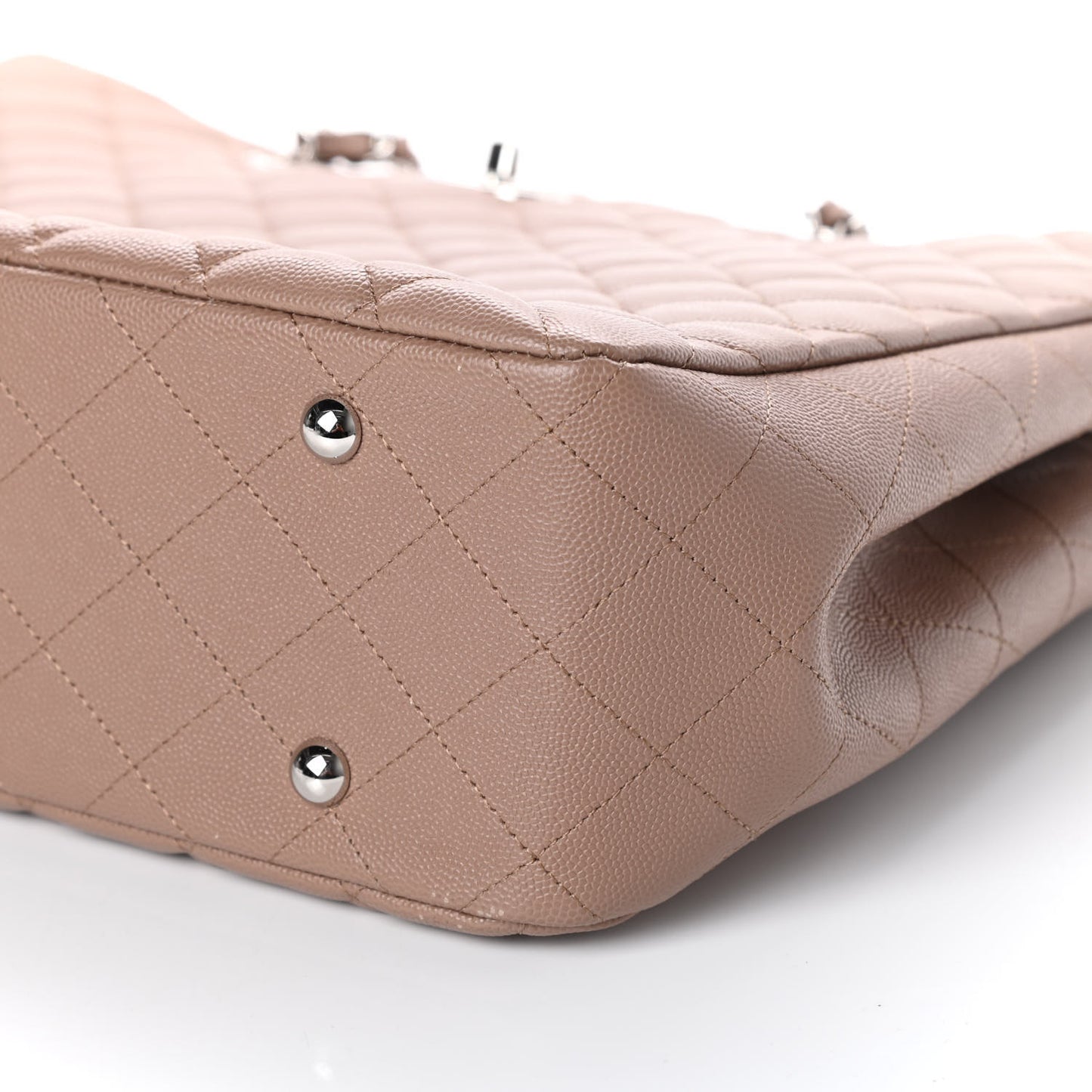 Caviar Quilted Large Shopping Tote Dark Beige