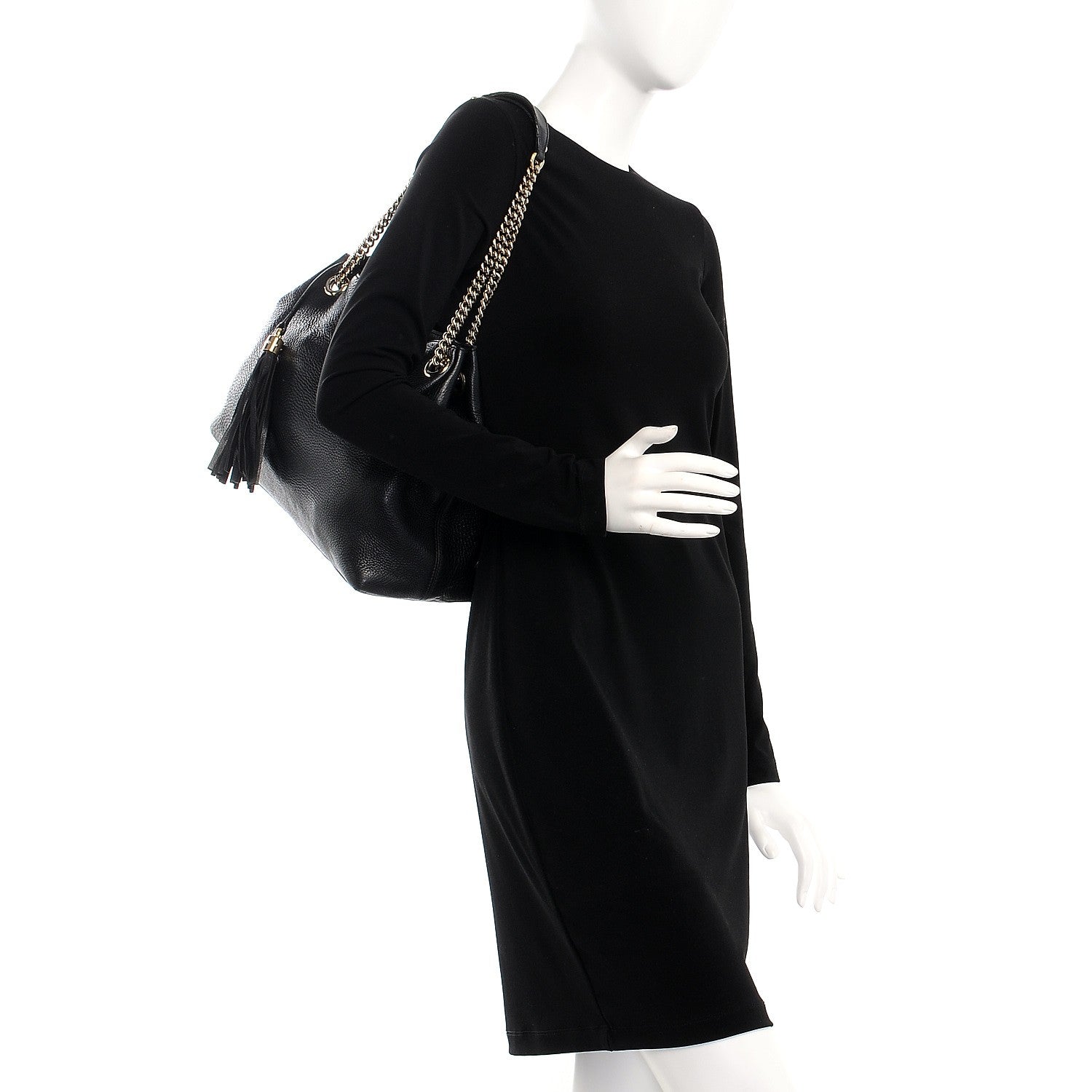 Gucci Pebbled Calfskin Medium Soho Chain Shoulder Bag Black 2 of 16