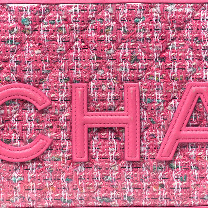 Chanel Tweed PVC Lambskin Wristlet Pouch Pink 8 of 15