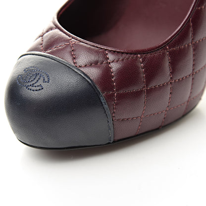 Chanel Lambskin Quilted CC Cap Toe Pumps 35 Burgundy 10 of 14